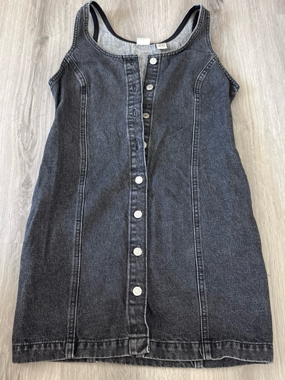 Levi's Black Washed Denim Button-Front Mini Dress